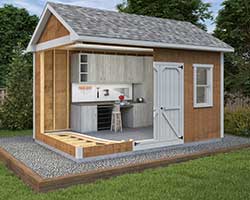 Shed building with ARAUCO wood panels